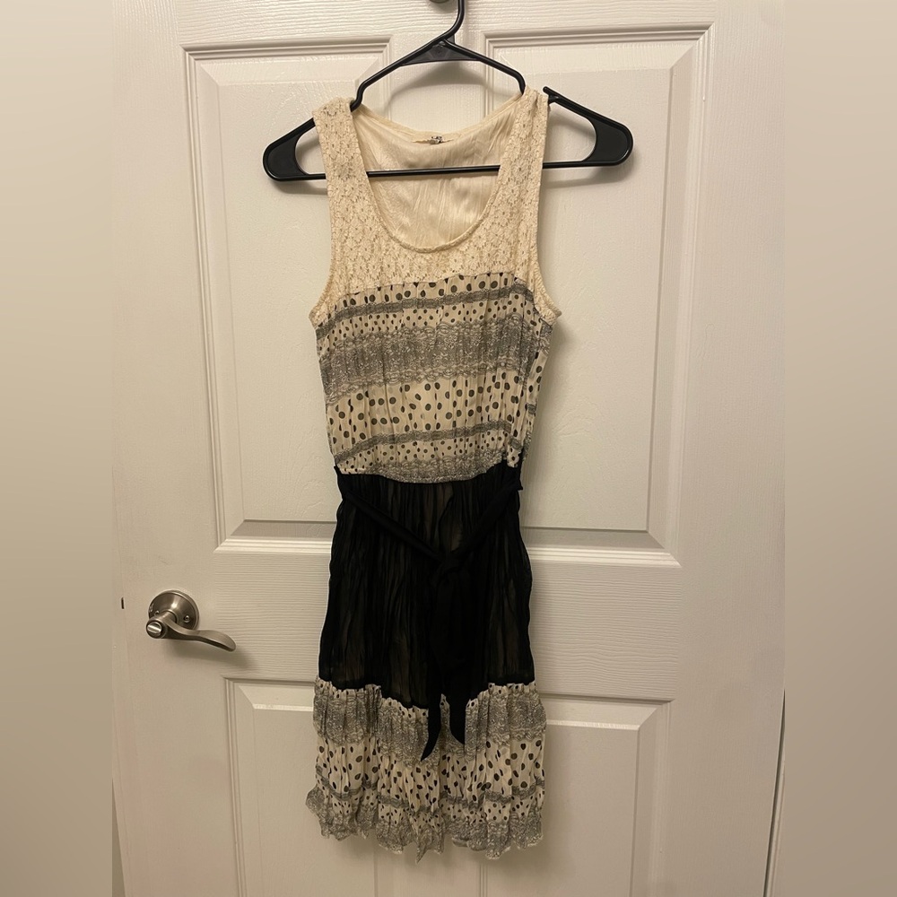Ya Los Angeles Cream and Black Midi Dress